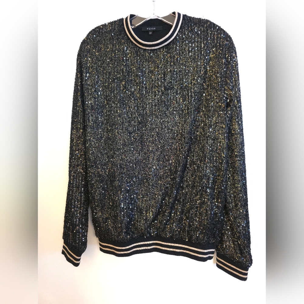 Men's Black and Gold Sequin Crewneck Sweater MAYER, By: ROSS MATT